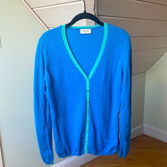 Maerz Muenchen 100% Merino Wool Cardigan US 10 Blue/ Teal - Picture 1 of 12